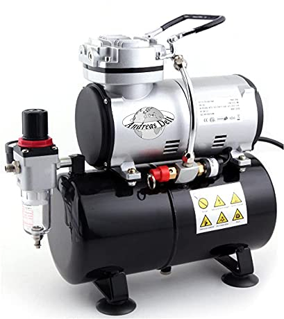 Airbrush Kompressor AD286 Ölfrei mit Lufttank/Mächtig Luftstrom und Luftdruck/Druckbehälter/ 4 bar/Auto Stop