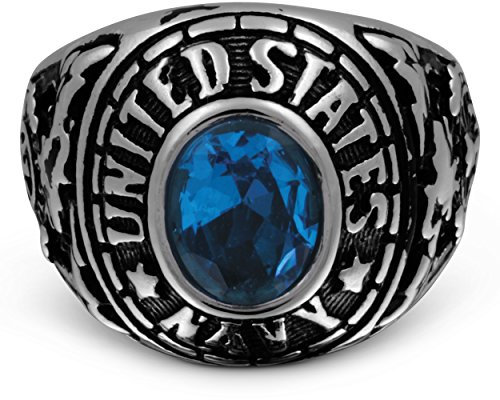 Juwelier Schönschmied - Unisex Bikerring Edelstahlring Bikerblue Edelstahl topaz 58 (18.5) Nr197