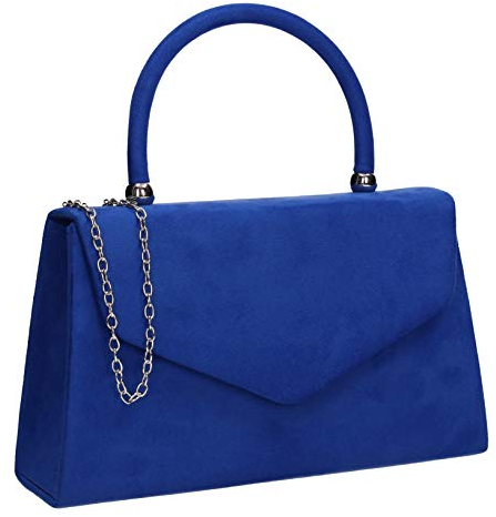 SwankySwans Damen-Clutch Kendall, Veloursleder/Samt, Briefumschlag-Design, ideal für Partys, Hochzeiten, feine Anlässe - Königsblau