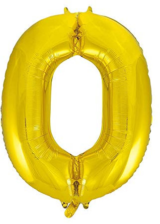 Unique 55760 Anzahl 86,4 cm großer Ballon mit Goldfolie Nummer 0, Klassisches Gold