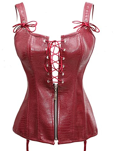 Bslingerie® Womens Faux Leather Steampunk Corset