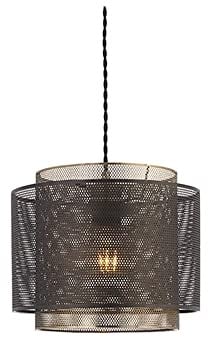 Endon 72831 Plexus Non Electric Shade In Matt Black And Antique Brass Plate - Diameter: 340mm