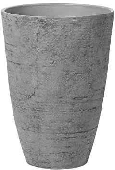 Beliani Haut Cache-Pot Gris en Forme de Vase 43 x 43 x 60 cm Robuste en Pierre et Polyrésine, Pot de Fleurs Idéal pour Extérieur et Intérieur