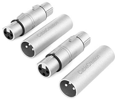 CableCreation [2-Pair XLR Male to Male & XLR Female to Female 3PIN Adapter Connector Compatible with Microphone,Mixer,Silver