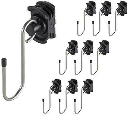 kuriershop 10 x Kerl Butler - Automotive Fitting mit Haken für Airlineschienen, Endbeschlag, Stahl, schwarz-Silber