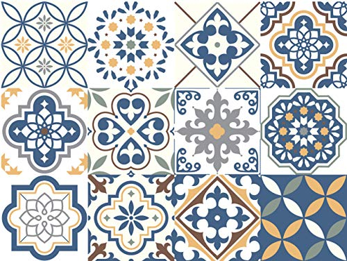 Wunderwand Fliesenaufkleber Spanisch Patchwork 12 Stück (15 x 15cm)