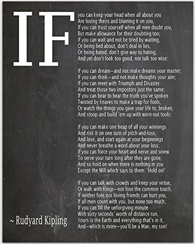 Kunstdruck „If“: Kunstdruck des Gedichts „If“ von Rudyard Kipling, (12,7 x 17,8 cm, Schwarz), Wandposter