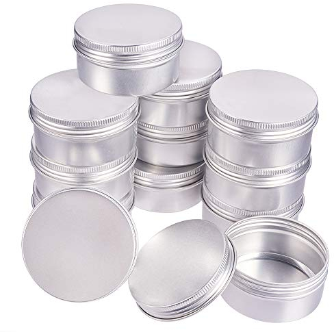 BENECREAT 12 Stücke 80ml Aluminiumdose Gläser, Runde Aluminiumdose Kosmetikbehälter mit Schraubverschluss Deckel für DIY Handwerk Travel Storage-Platinum