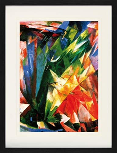 1art1 Franz Marc Poster Die Vögel, 1914 Gerahmtes Bild Mit Edlem Passepartout | Wand-Bilder | Im Bilderrahmen 80x60 cm