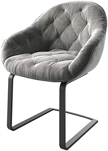 DELIFE Schwingstuhl Gaio-Flex Freischwinger flach Schwarz Samt Grau