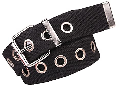 P Prettyia Stoffgürtel Damengürtel Damen Gürtel mit Metallschnelle und Ösen, Frauen Accessoire - Schwarz, 126,5 cm