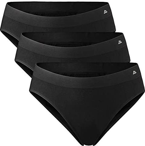 DANISH ENDURANCE Culottes en Fibre de Bambou Stretch, Slips Ultra Doux & Confortables, Femme, Lot de 3, Noir, XL/XXL