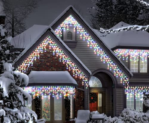 Christmas Connectable Icicle string Lights Outdoor Waterproof with 8 Multi-Function, Timer & Memory (Multi-Coloured, 20m)