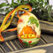 Pysanka Ukrainische handbemalte Ostereier aus Holz mit Dorfhaus- und Blumenmuster, zum Aufhängen, Nachhaltige Osterdekoration und originelles Ostergeschenk