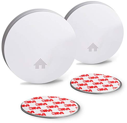 SEBSON 2x Smoke Alarm 10 Year Battery incl. Magnetic Pad, mute (10h / 10min), Lithium built-in Battery, VdS 3131, DIN EN 14604, Q-certified - Ø114x24mm