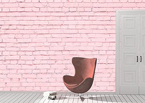 Oedim Papier peint mural en forme de briques roses, décoration murale, décoration murale, mur