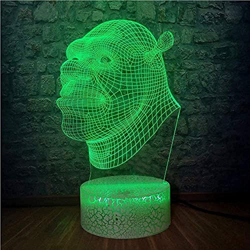 Luce notturna 3D con telecomando a 16 colori Luce d'atmosfera creativa per bambini Sorgente luminosa a LED Regalo di Natale-Shrek Arte astratta