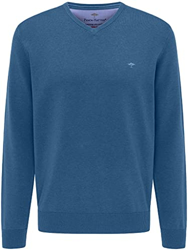 FYNCH-HATTON Pullover aus Baumwolle mit V-Ausschnitt Azure/XXL