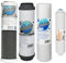 Kit ricambio filtri universale 10 per manutenzione impianto osmosi inversa, DEPURATORE ACQUA. 5 stadi - (4pcs: Sedimenti, Carbone Attivo Granulare, CTO, Post Filtro in Linea T33) - MADE in EUROPA