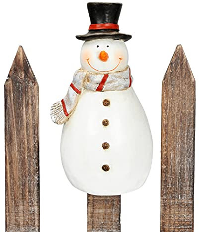 B2S BACK2SEASON Zaunfigur Schneemann Winter Zaundeko Zaunhocker frostfest weiß H=16 cm