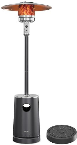 EAST OAK 50,000 BTU Patio Heater with Round Table Design, Double-Layer Stainless Steel Burner, Triple Protection System, Wheels, Outdoor Patio Heater for Commercial and Home, Black, 33 x 18 x 89