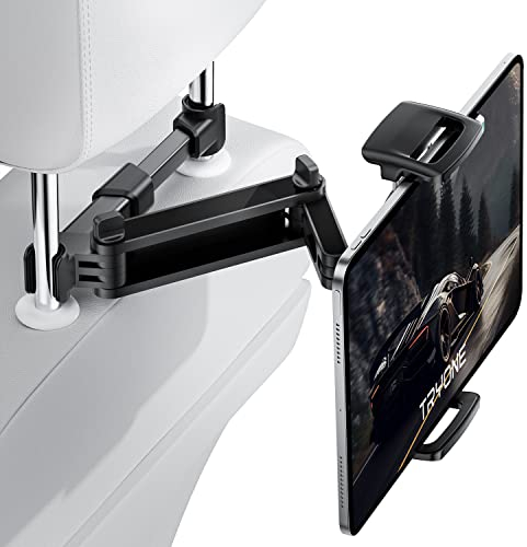 TRYONE Car Headrest Tablet Holder Mount Stretchable Backseat Tablets Stand for Kids, Car Seat Mounts Compatible with iPad Pro 12.9 Air Mini, iPhone, Galaxy Tab, Switch, All 4.7-12.9 Screen Devices