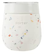 W&P Porter Insulated Glass 11 oz | No Metallic Aftertaste Ceramic Coated for Beer, Wine, Cocktails, Coffee, & Tea | Wide Mouth Vacuum Insulated | Dishwasher Safe, Cream Terrazzo