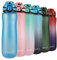 Opard 1L Trinkflasche Sport mit motivierender Zeitmarkierung und auslaufsicherem Klappdeckel, BPA-frei, wiederverwendbar, Tritan für Fitnessstudio und Outdoor (Light Blue)