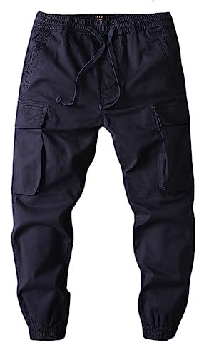 FGAITH Mens Training Pants Mens Camouflage with Drawstring Cargo Pants Mens Workout Loose Fit Outdoor Pants Mens Elastic Waist Casual Pants E-Royal Blue XL