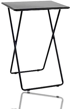 AAMEN Folding TV Tray Table, Portable TV Dinner Coffee Table, Laptop Table, Drinks Table, Folding Side Table, Space Saving Fold Up End Table (Black)