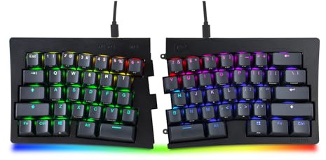 BAROCCOMiSTEL MiSTEL MD600 Alpha BT RGB, Split Keyboard, Ergonomic Mechanical Keyboard, 60%, PBT Double Shot Keycap (Transparent), Bluetooth5.0, Mac/Windows OS Compatible -Gateron G Pro Yellow