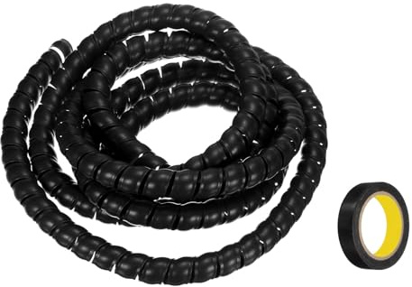 sourcing map Spiral Cable Wrap 9.8ft/3.0M 20mm Cable Management Sleeve PP Insulation Cord Organizer for Computer Wire Power Cable Gas Pipe Black with Tape