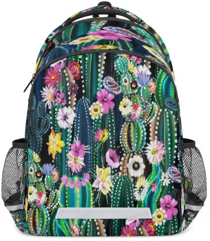 WowPrint Rucksack für Kinder, Jungen, Mädchen, Männer, Frauen, Blumen, Kaktus, Schule, Büchertasche, Wandern, Reisen, lässig, Laptop, Tagesrucksack, farbig, 20 Long