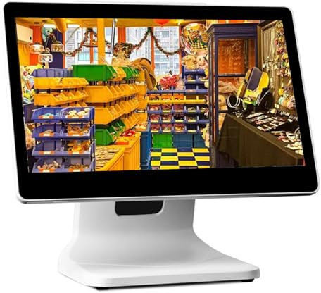 WDDEYYDS POS-System Registrierkasse Windows 10 15,6 Zoll & benutzerdefinierter Bildschirm Kassierer Touchscreen-Monitor Smart Store Registrierkasse für Einzelhändler Supermarkt