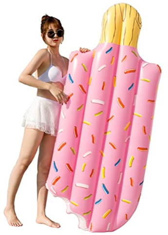 EIS Schwimmende Reihe, EIS Am Stiel, Floß, Schwimmbad, Schwimmbett, Sommer-EIS Am Stiel, Luftmatratze für Erwachsene und Kinder (Rosa)