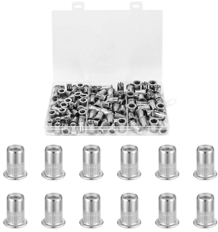 YOCDNOV 60 Pezzi Dadi per Rivetti M5 - Inserto filettato con estremità Aperta, Assortimento Dadi per Rivetti con Inserti filettati, Dado con Inserti a Testa Piatta per mobili automobilistici in Legno