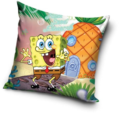 Carbotex Schwammkopf Spongebob Motiv Kissenhülle Kissenbezug 40x40 cm (SBOB039361)