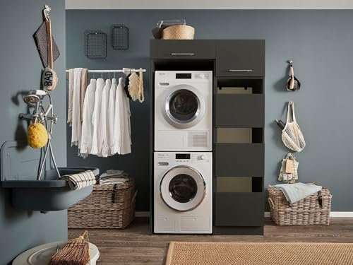 möbelando Waschmaschinenumbauschrank >LAUNDREEZY< in anthrazit - 117,5x200x67,5 (BxHxT)