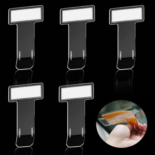 Nayyana Lot de 5 porte-cartes pour pare-brise de voiture, clip transparent, support pour permis de stationnement, support de permis de stationnement, support de ticket de stationnement