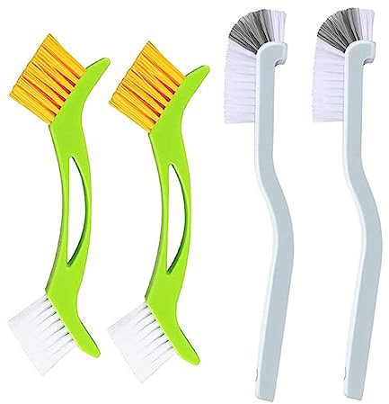 COLLBATH 4-teiliges Reinigungsbürsten-Set Fugenreiniger Scheuerbürste für Badezimmer Doppelkopf Fliesenlinie Spülbecken-Reinigungsbürste Langer Griff feine Borsten Kunststoffmaterial wiederverwendbar