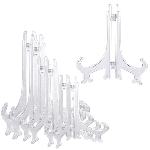 JJUNW Acryl Ständer, 6Stück Acryl Kartenständer, Kunststoff Tellerständer 3Größen Transparenter Acryl Staffelei Halter Verstellbar Dekotellerhalter Tellerständer für Anzeigen Karten(3.9in/5.9in/7.9in)