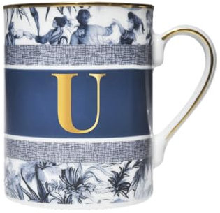 Baci Milano Mug porcellana collezione Versailles pattern a toile de jouy - Lettera U
