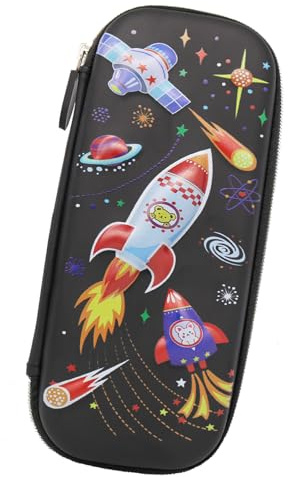 Doyomtoy 3D-Raumraketen-Federtasche, Federmäppchen für Kinder, Schlamppermäppchen Space Astronaut 3D-Design, für Schule und Büro, für Jungen und Mädchen
