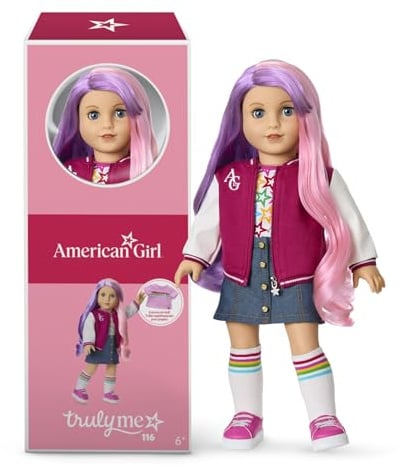 American Girl, Truly Me 18-inch Doll #116 with Light-Blue Eyes, Wavy Purple-and-Pink Hair, Light Skin, for Ages 6+