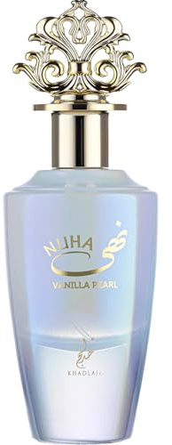 Khadlaj Nuha Vanilla Pearl Eau de Parfum 85ml for Women - Long Lasting Sweet Gourmand Perfume with Freesia, Strawberry, Blackcurrant, Magnolia, Vanilla, Caramel & Moss