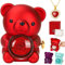 MestectPET Ewige Rosen Geschenkbox mit Herz Halskette, konservierter Rose Bärenbox Muttertag Valentinstag Hochzeitstag Geburtstag Weihnachten Geschenke für Mama Freundin Damen (Rot)