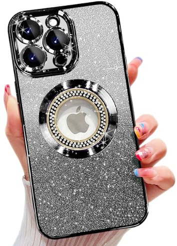 Misscase für iPhone 13 Pro Hülle, kompatibel mit MagSafe, mit Kameraschutz, Glitzer TPU Handyhülle Kompatibel mit iPhone 13 Pro Stoßfest Kratzfest, Niedliche Phone Case für Frauen und Mädchen Schwarz