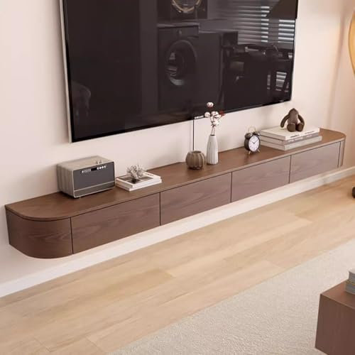 Easnuroz Meuble TV Flottant 180-240cm Meuble TV Flottant Meuble TV Suspendu avec Trou for Câble Centre De Divertissement Mural Console TV Media for Le Salon(200 * 20 * 30cm)