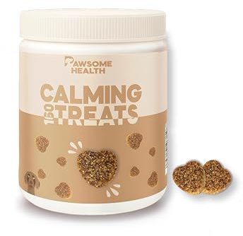 Pawsome Health 160 Dog Calming Treats | Includes Free Calming eBook | Natural Soothing Chews with L-Tryptophan, Chamomile & Valerian Root | Ideal for Anxiety, Travel, Vet Visits