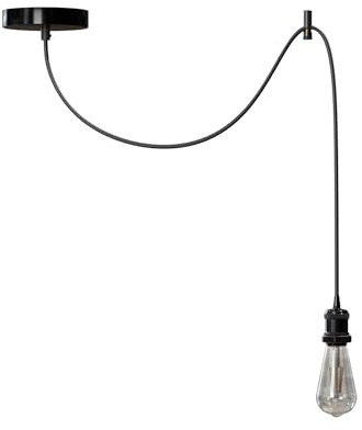 LEDSone Vintage Industrial Pendant Light E27 Ceiling Light Fitting Adjustable 2M Cable 10cm Metal Canopy Hanging Lamp for Kitchen Living Room Cafe Lighting